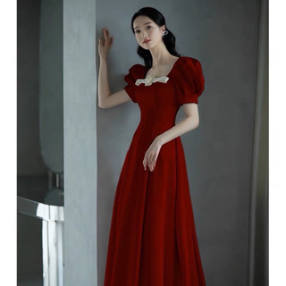 Đầm xoè cổ vuông tay phồng phối nơ kết hoa cực sang chảnh
