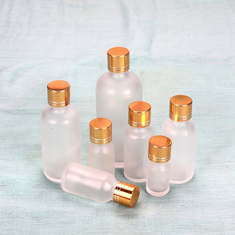 Lọ Thủy Tinh Mờ Nắp Vàng 2 Vạch 50ml/100ml, Chai Lọ Thủy Tinh Dùng Đựng Tinh Dầu, Chiết Mỹ Phẩm Du Lịch