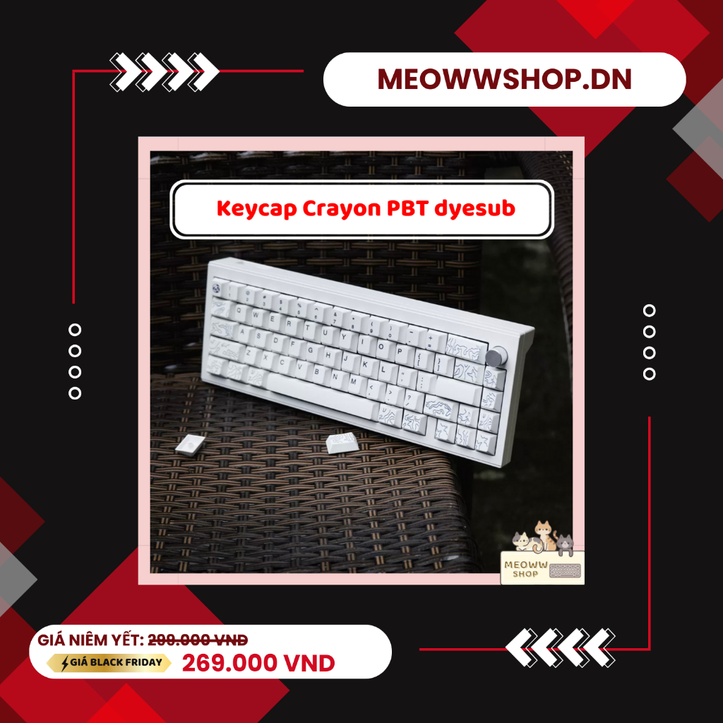 Keycap Crayon PBT dyesub hoạ tiết đẹp cho bàn phím cơ giá rẻ