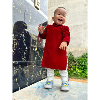 Áo dài Nhung bé trai ( không kèm quần)