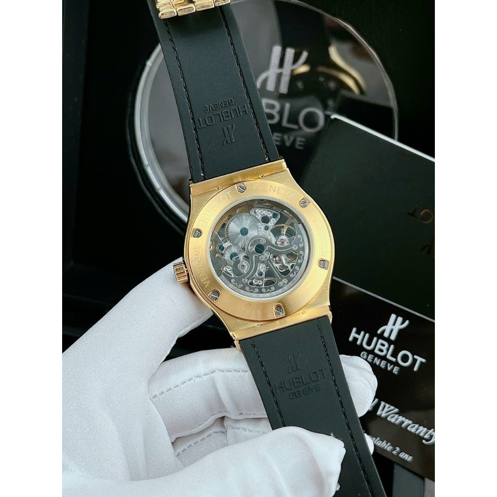 ĐỒNG HỒ NAM HUBLOT VEDOME GOLD NIỀNG ĐÁ ỐNG- DÂY DA- 42mm- AUTOMATIC- CHỐNG NƯỚC- BẢO HÀNH 24 THÁNG