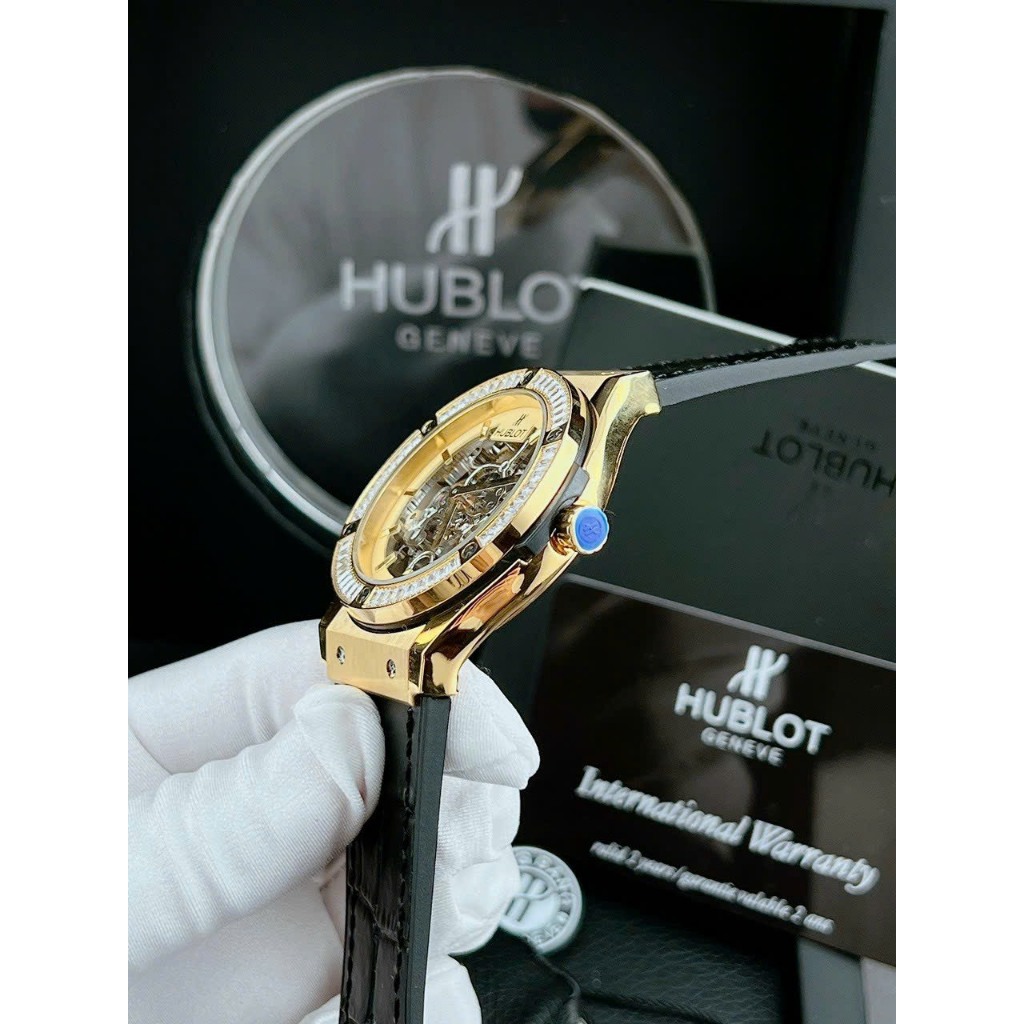 ĐỒNG HỒ NAM HUBLOT VEDOME GOLD NIỀNG ĐÁ ỐNG- DÂY DA- 42mm- AUTOMATIC- CHỐNG NƯỚC- BẢO HÀNH 24 THÁNG