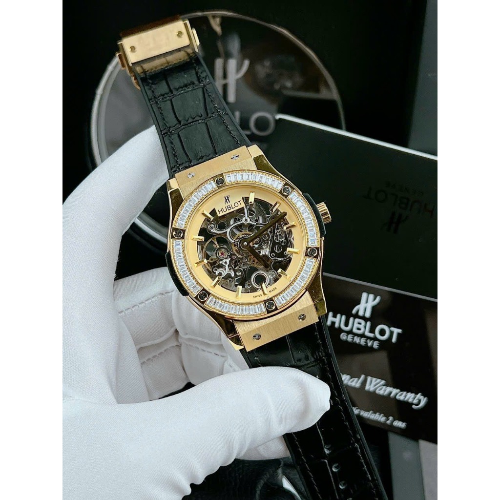 ĐỒNG HỒ NAM HUBLOT VEDOME GOLD NIỀNG ĐÁ ỐNG- DÂY DA- 42mm- AUTOMATIC- CHỐNG NƯỚC- BẢO HÀNH 24 THÁNG