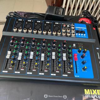 Bàn Trộn Âm Thanh Mixer F7 Kết Nối Bluetooth Có 5 Đường Chỉnh Micro, Nâng Cấp Âm Thanh Hay Hơn, Kèm Dây Hoa Sen 2 Ra 1
