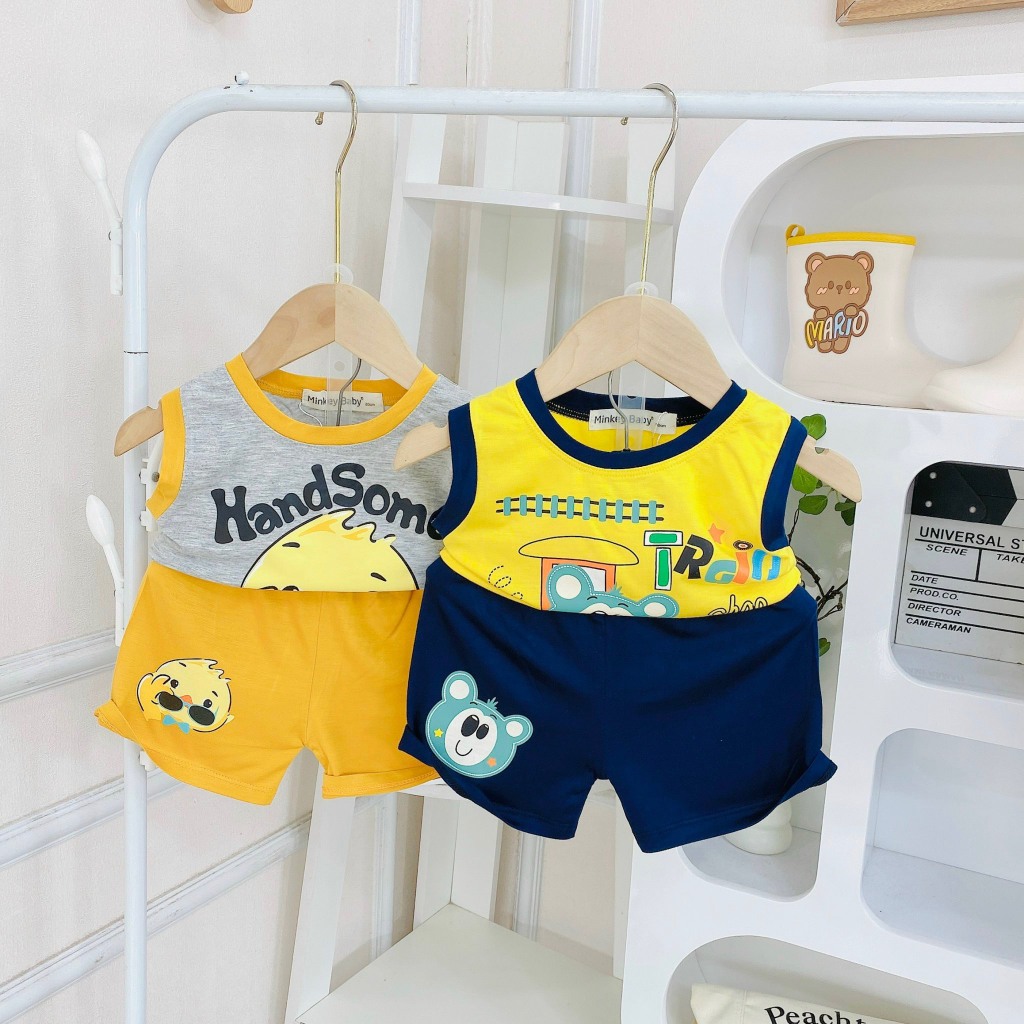 Bộ đồ cộc tay, ba lỗ hàng MINKY MOM LOẠI 1 cho bé trai, bé gái siêu kute