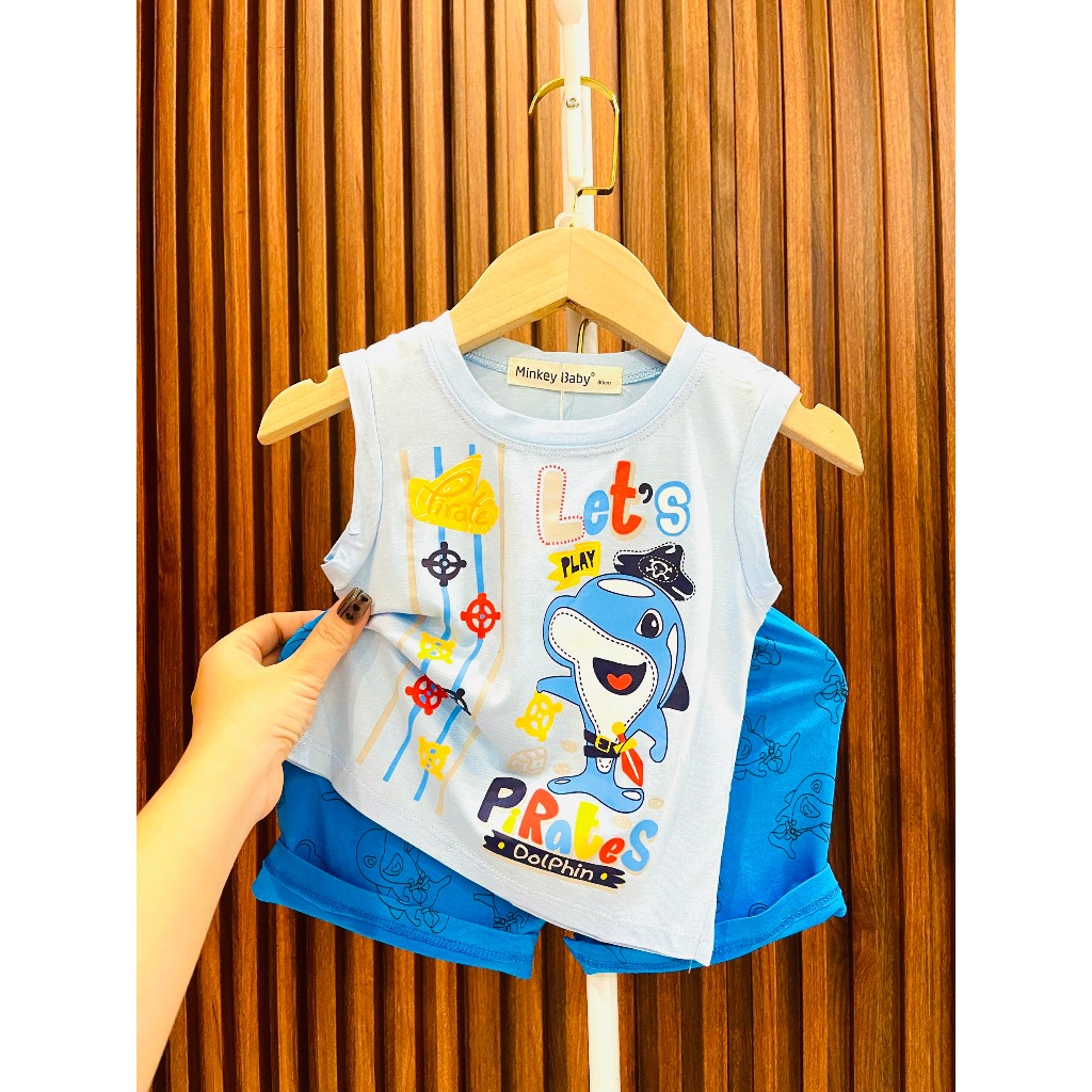 Bộ đồ cộc tay, ba lỗ hàng MINKY MOM LOẠI 1 cho bé trai, bé gái siêu kute