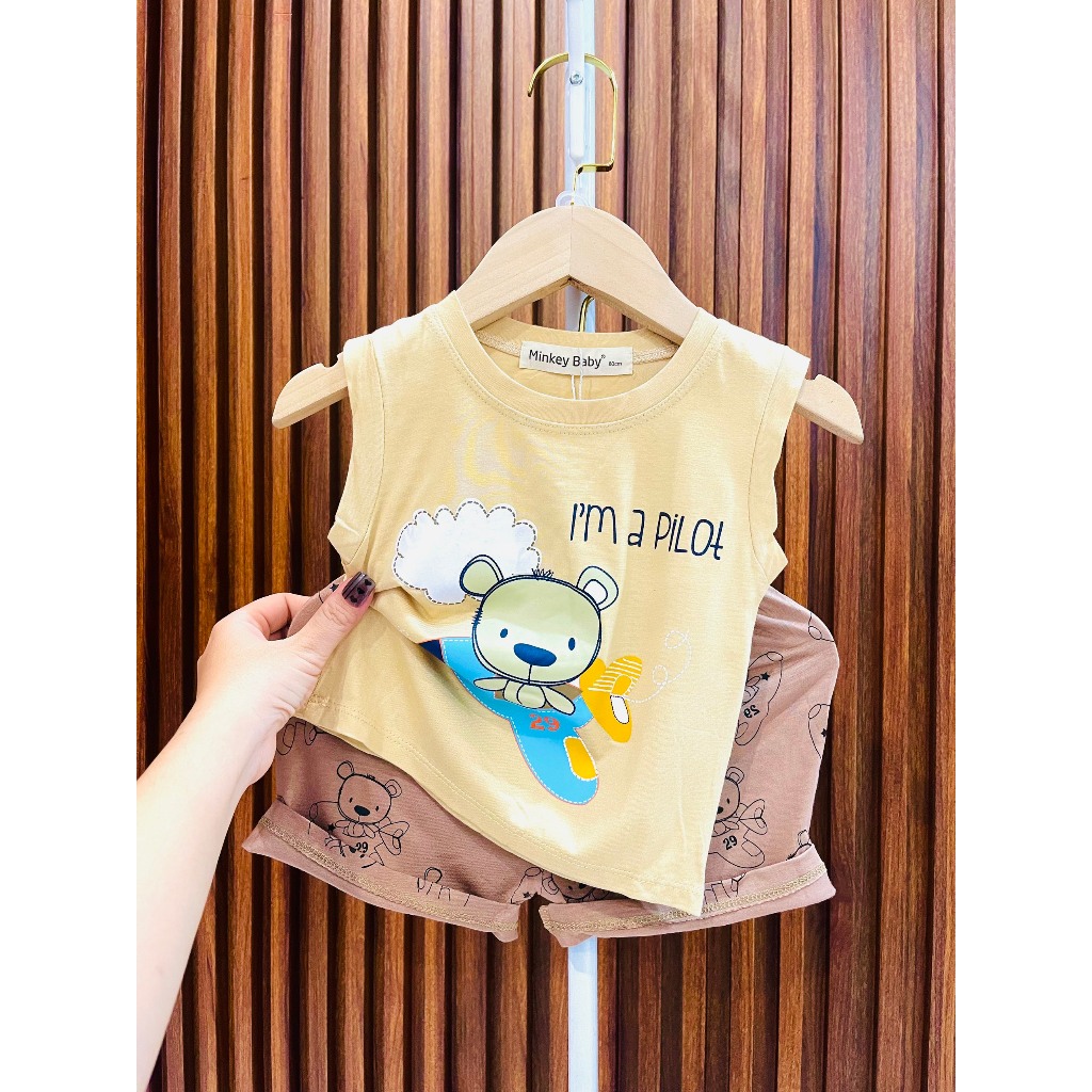 Bộ đồ cộc tay, ba lỗ hàng MINKY MOM LOẠI 1 cho bé trai, bé gái siêu kute