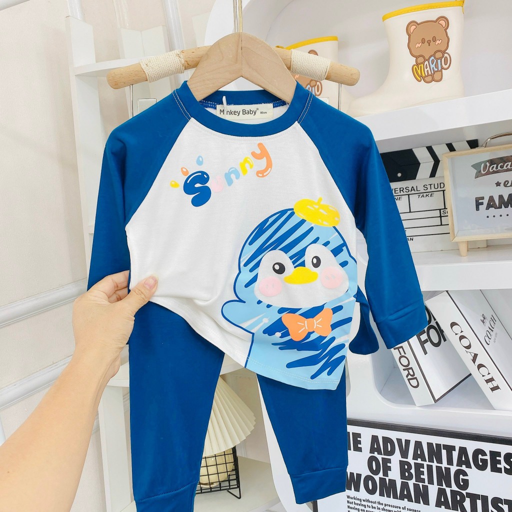 Bộ Dài Tay Thun Lạnh MINKY MOM In Hình Động Vật Dễ Thương Cho Bé trai bé gái 1 2 3 4 5 6 7 8T