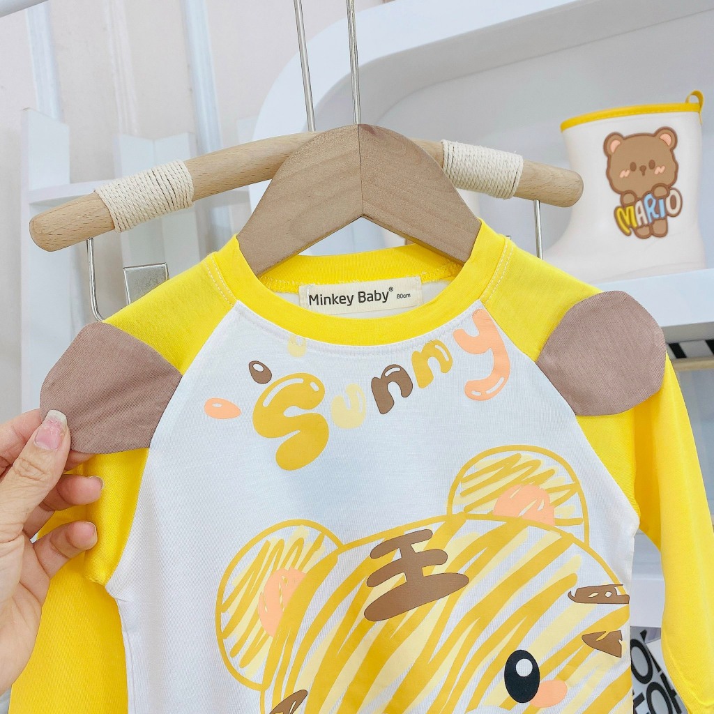 Bộ Dài Tay Thun Lạnh MINKY MOM In Hình Động Vật Dễ Thương Cho Bé trai bé gái 1 2 3 4 5 6 7 8T