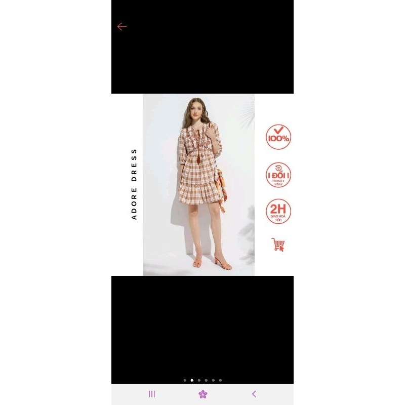 Đầm mini dresses tunic style thô karo cam thêu_ Adore dress