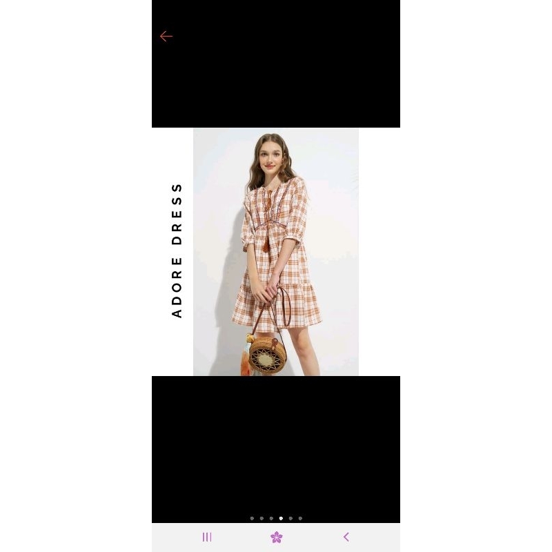 Đầm mini dresses tunic style thô karo cam thêu_ Adore dress