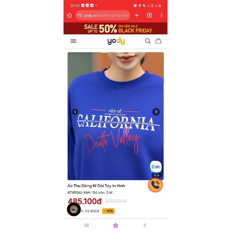 Áo thu đông nỉ dài tay in hình_ Yody