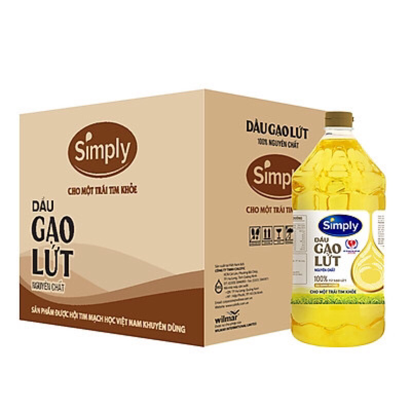 Dầu ăn gạo nứt simply can 2lit