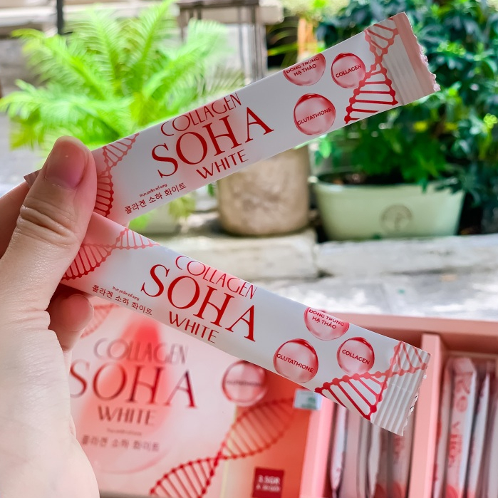 Collagen uống trắng da Soha White công nghệ Hàn mờ thâm sáng da
