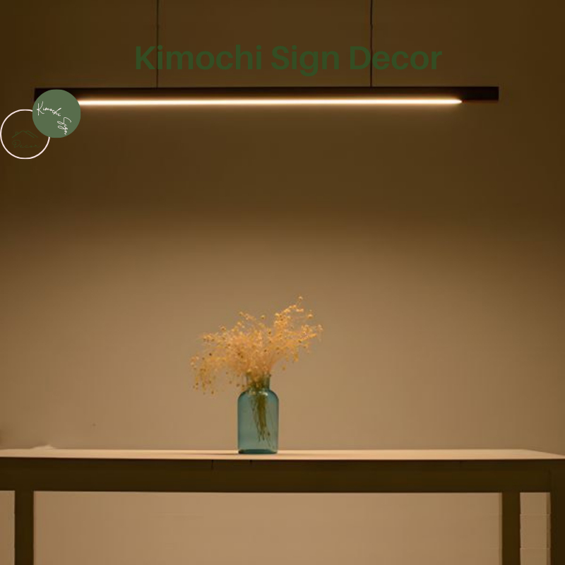 Đèn treo trần, đèn thả decor phòng bằng gỗ tự nhiên thanh vuông Kimochi Sign