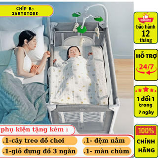 ( có màn + nệm )NÔI CŨI ghép cạnh giường cho bé từ 0-4 tuổi bảo hành 12 tháng _ CHÍP BƠ _ 3aBystore