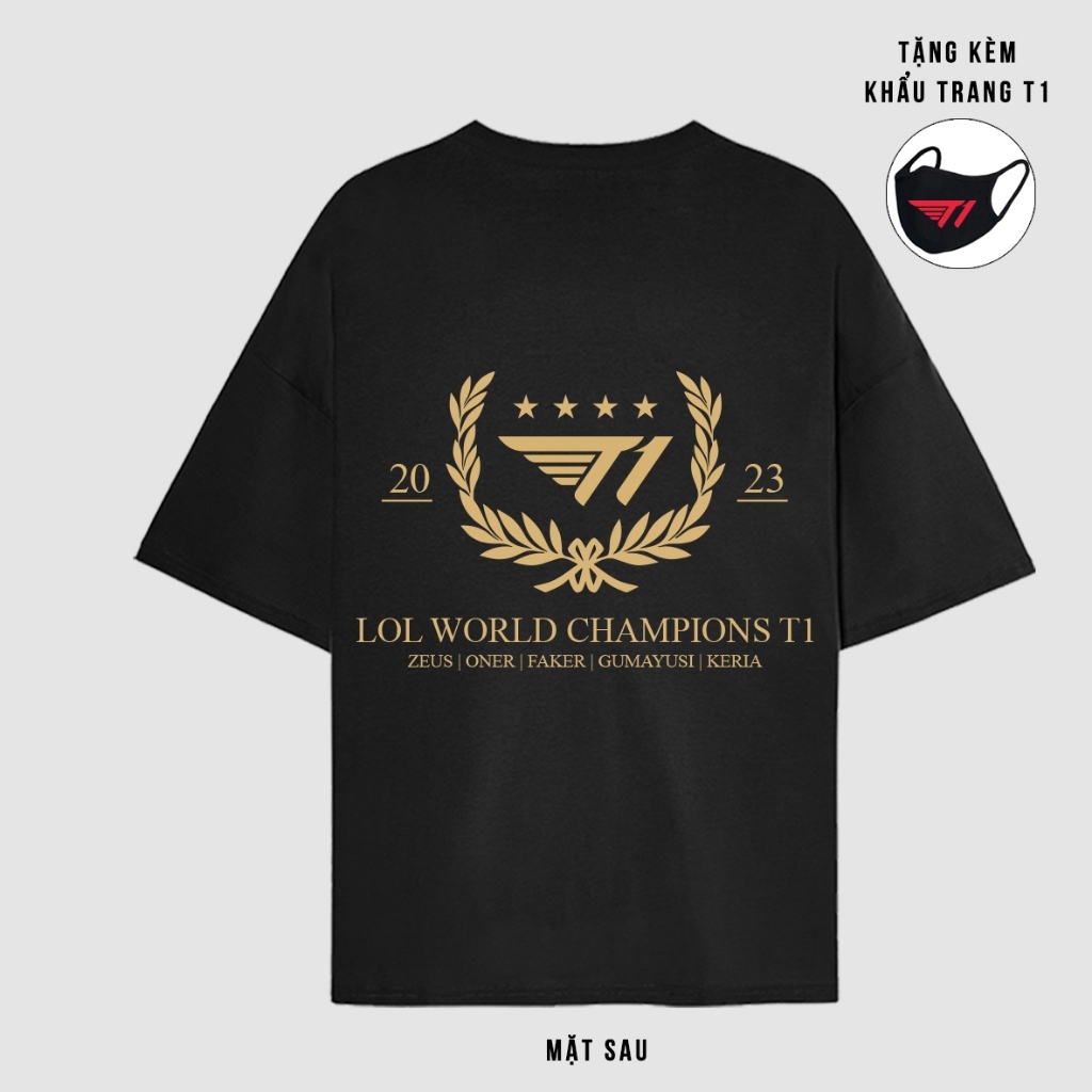 Áo thun T1 vô địch CKTG 2023, áo thun SKT T1 4 sao vô địch năm 2023 mới nhất