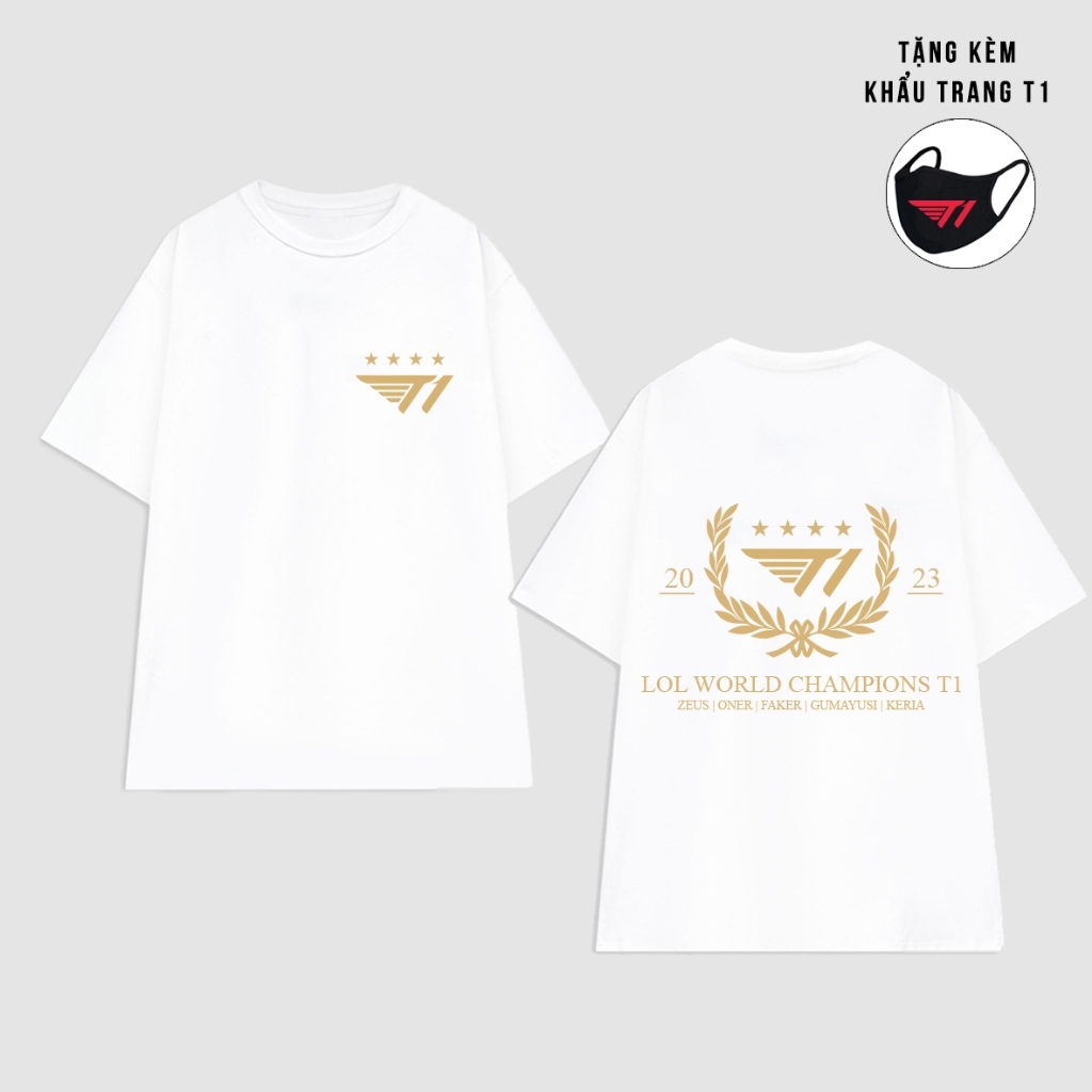 Áo thun T1 vô địch CKTG 2023, áo thun SKT T1 4 sao vô địch năm 2023 mới nhất