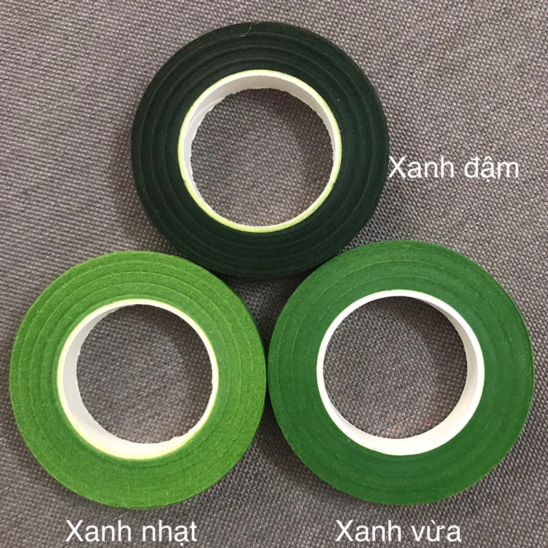 1 Lố 12 Cuộn Băng Quấn Cành Hoa Handmade Màu Xanh/Nâu