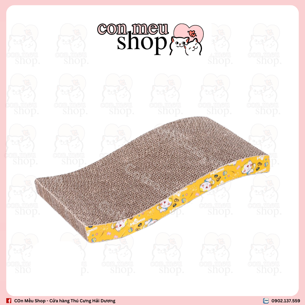 Bàn cào móng cho mèo cong chất liệu bìa carton, kích thước 40x20cm