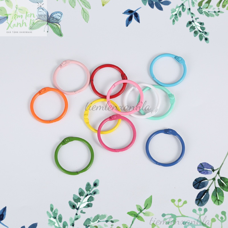 Set 5/10 khoen tròn mở 3cm màu sắc pastel làm móc khoá