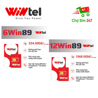 Sim Wintel 6Win89 12Win89 - Sim Data 4G không giới hạn, sóng Vinaphone, dành cho điện thoại, máy tính bảng, phát wifi