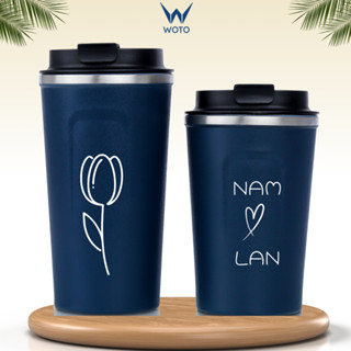  Cốc giữ nhiệt 380ml 510ml Woto ly coffee holic inox 304 ly giữ nhiệt 12h khắc tên theo yêu cầu tặng Sticker trang trí 