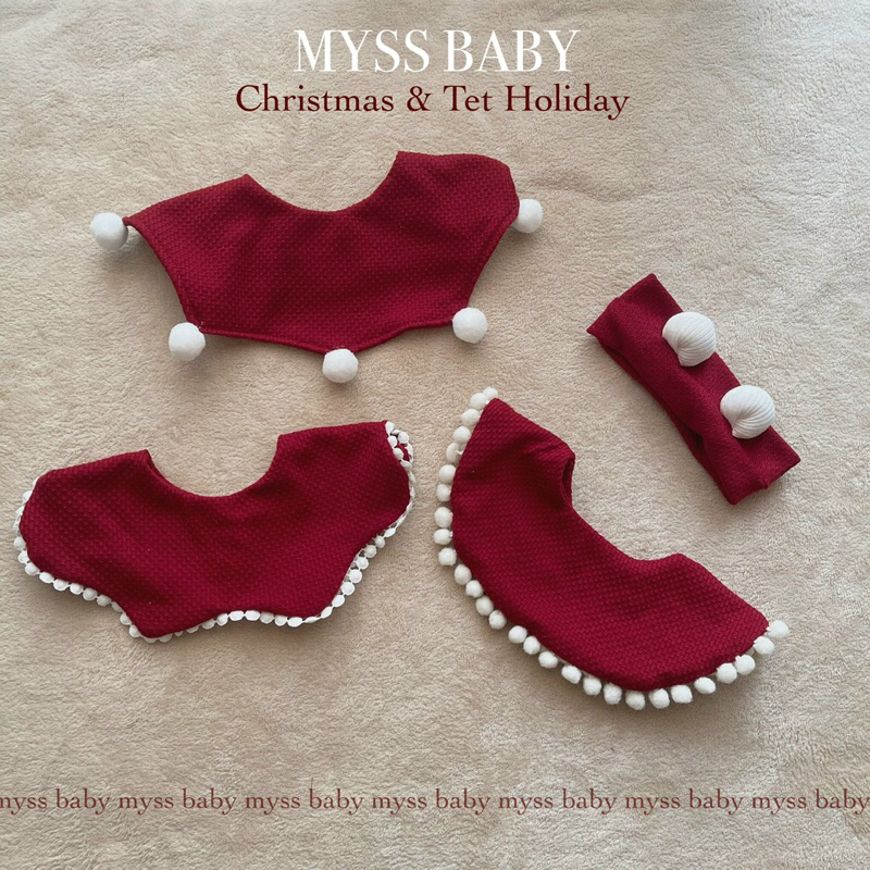 Yếm cho bé, phụ kiện tone đỏ Noel, Tết