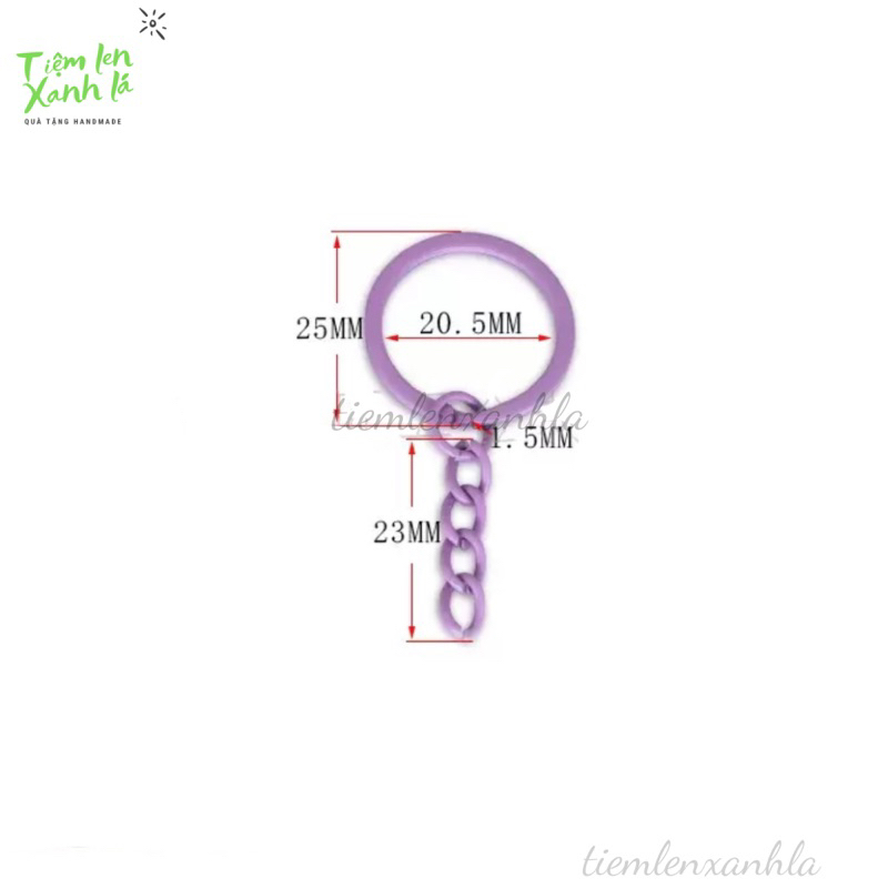 Set 3 khoen móc khoá dây xích màu sắc pastel gắn thú bông, móc khoá