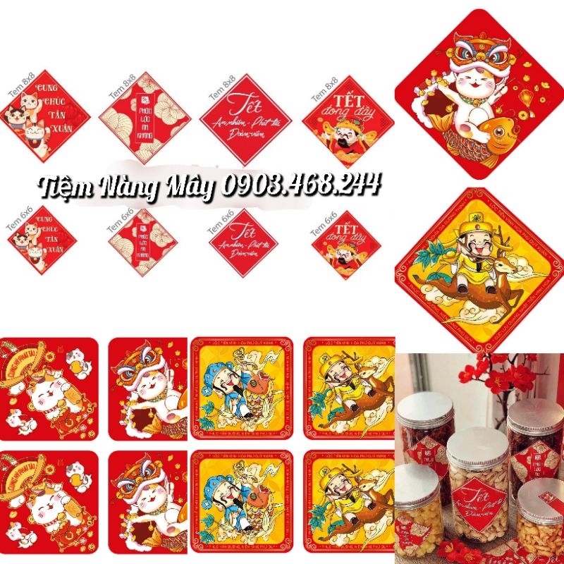 Tem dán tết , tem decal năm mới 2024 các mẫu
