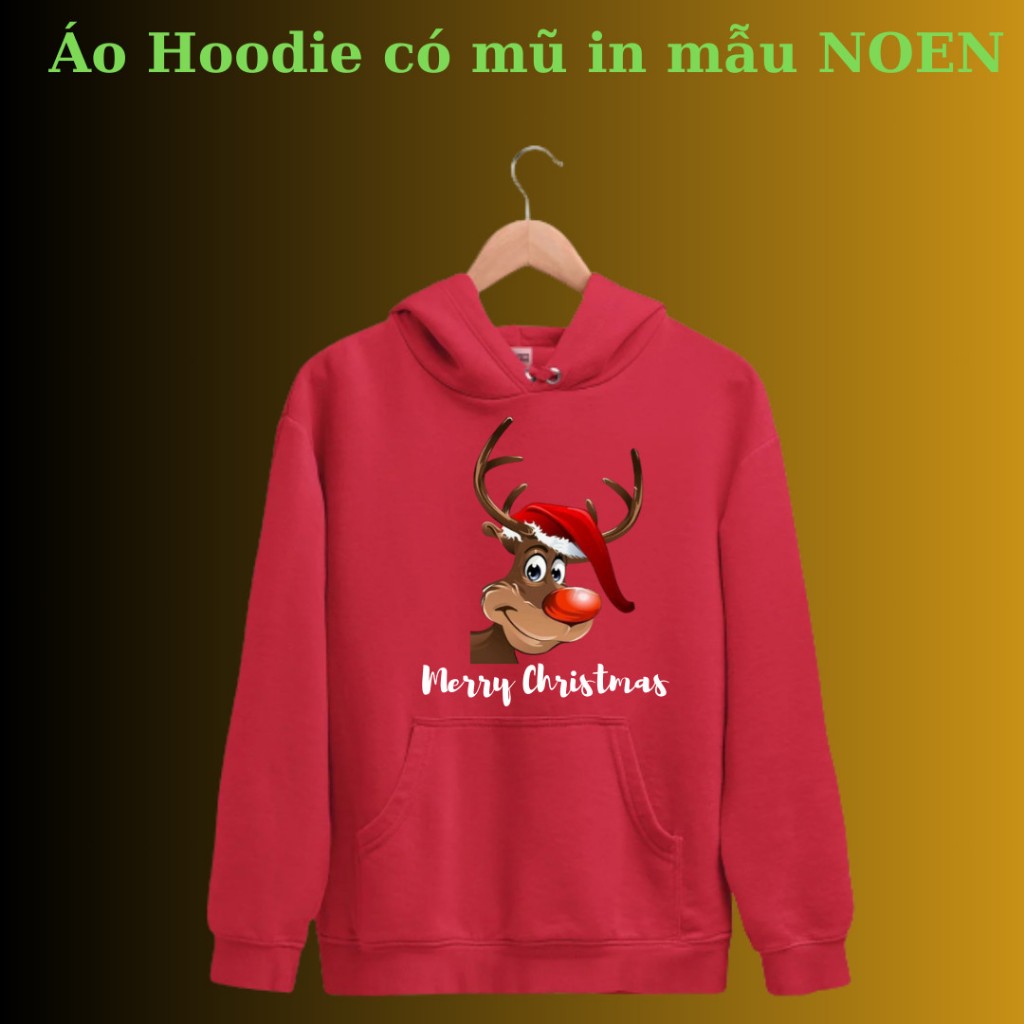 Áo Hoodie trẻ em có mũ mẫu Noel Noen, Merry chrimas, ông già tuyết, tuần lộc.. dễ thương, có size người lớn