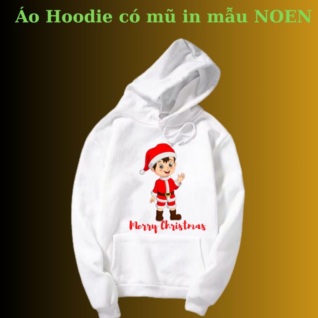 Áo Hoodie trẻ em có mũ mẫu Noel Noen, Merry chrimas, ông già tuyết, tuần lộc.. dễ thương, có size người lớn