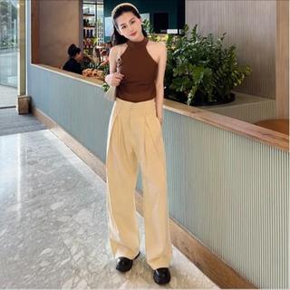 Quần suông ống rộng ulzzang ly lệch 2 ĐAI phần lưng