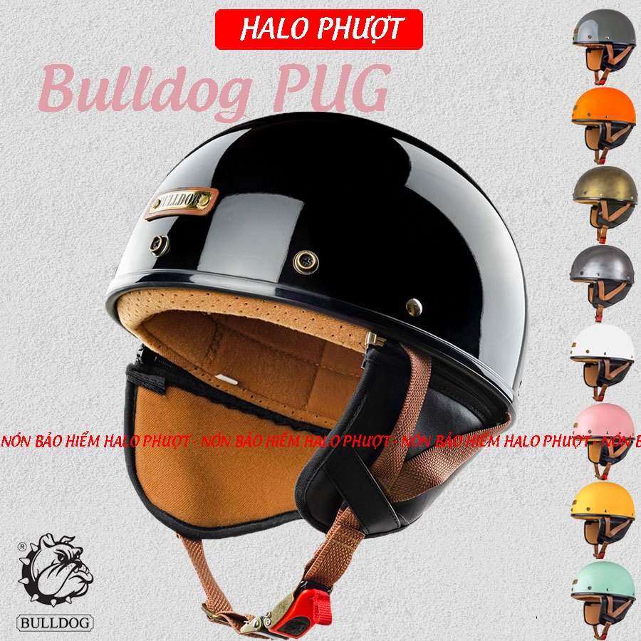 Mũ bảo hiểm Bulldog PUG đủ màu (tặng túi Bulldog, tem phản quang)