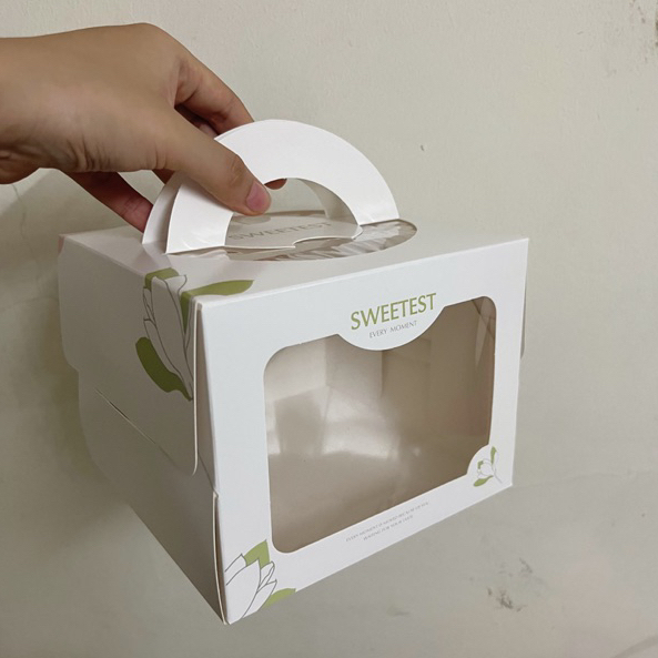 Hộp mini bento đựng bánh kem sinh nhật mini, tặng kèm đế, kích thước 16x16x12.5