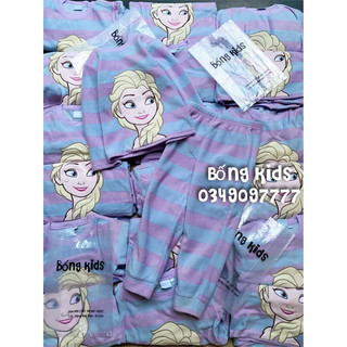 Bộ nỉ băng lông bé gái elsa kẻ xanh tím