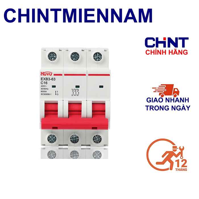 Aptomat An Toàn MCB EXB3-63 3P 6A-63A 3 Pha 6Ka Hãng HUYU
