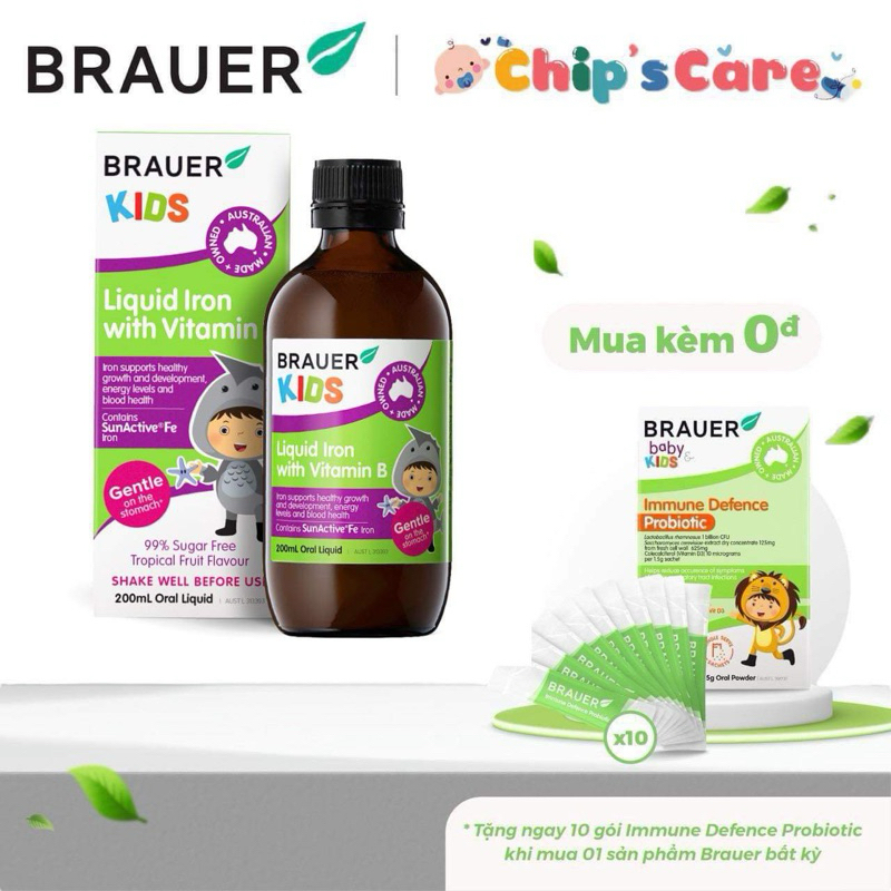 Siro bổ sung sắt Brauer Kids Liquid Iron cho bé từ 1 tuổi