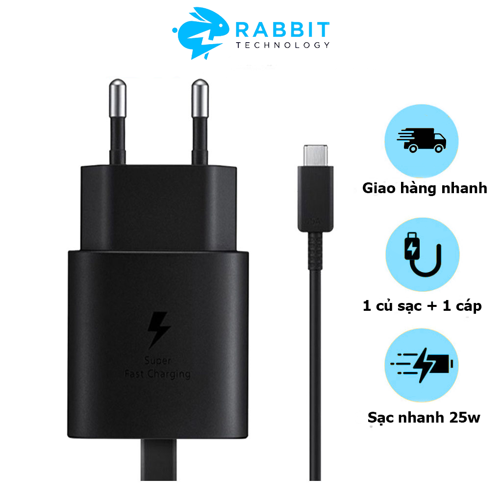 Bộ Củ Cáp Sạc Nhanh Công Suất 25W Cổng TypeC Cho các dòng Máy chân cắm chân typeC.