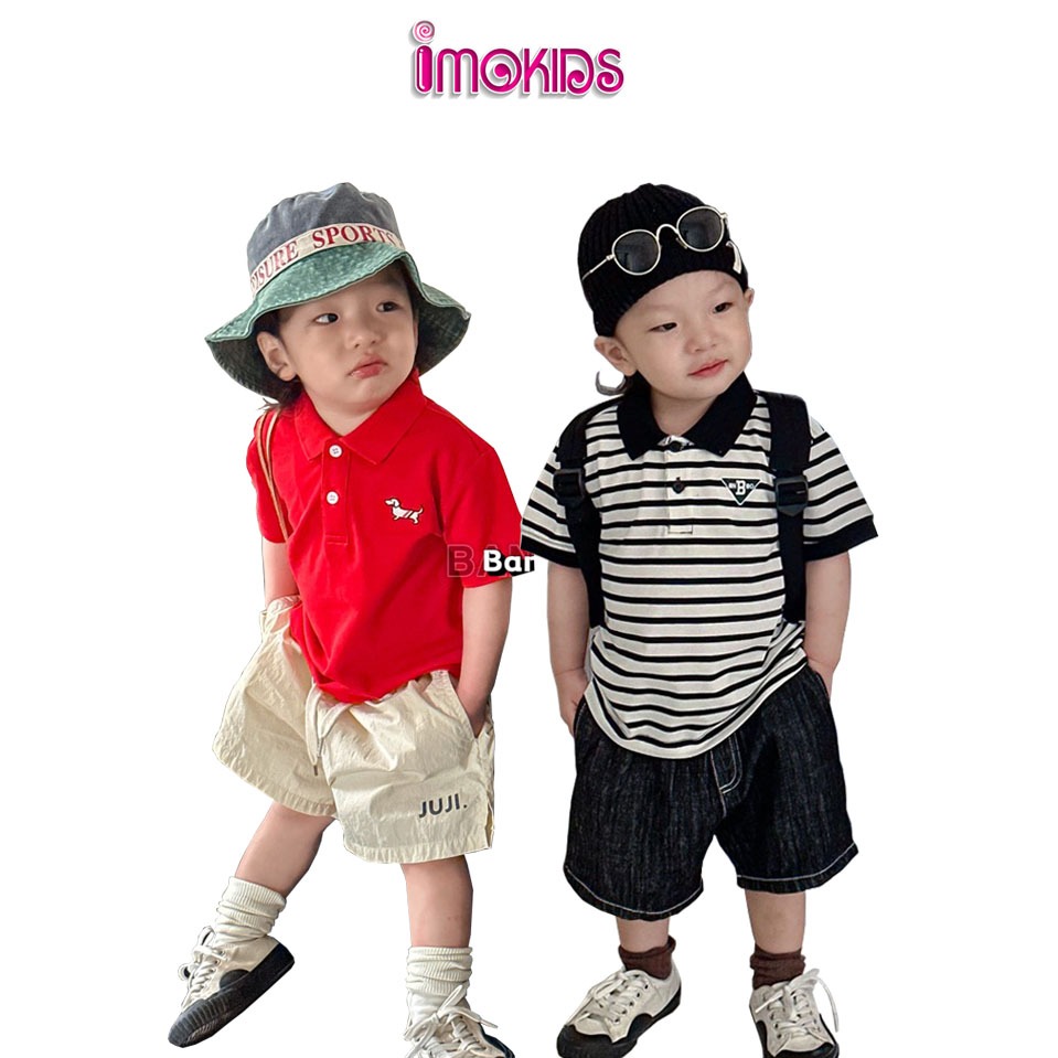 Áo polo cho bé trai Banbino 09- 20kg áo thun có cổ trẻ em chất cotton cao cấp mềm mịn thấm hút mồ hôi thỏa mái QATE