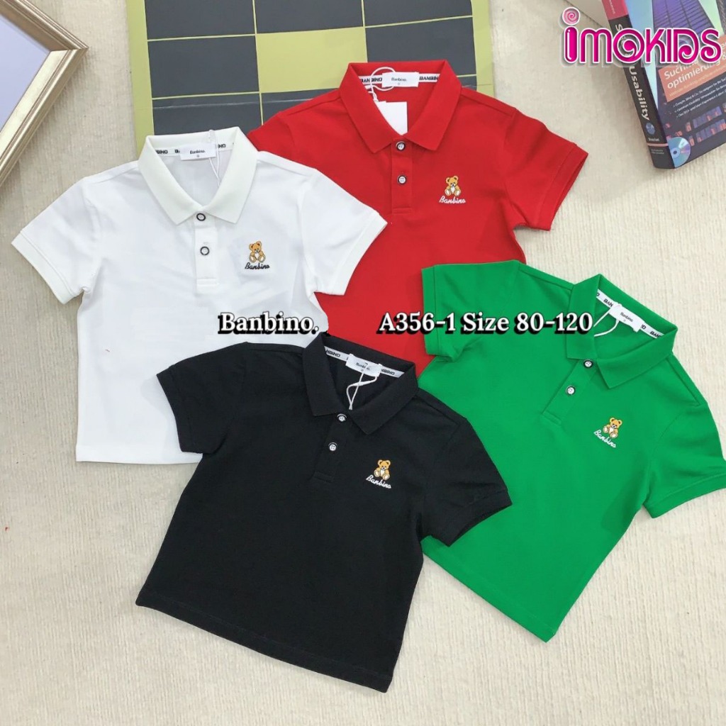 Áo polo cho bé trai Banbino 09- 20kg áo thun có cổ trẻ em chất cotton cao cấp mềm mịn thấm hút mồ hôi thỏa mái QATE