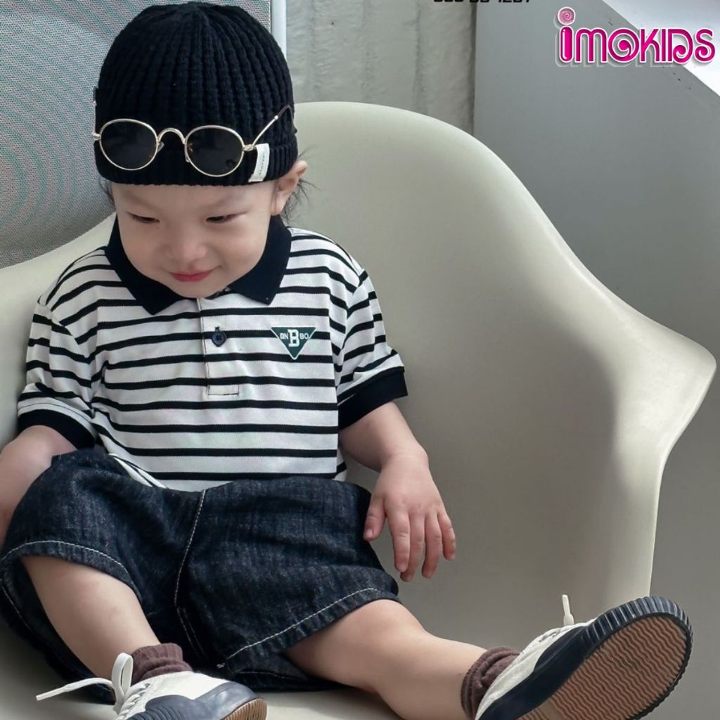 Áo polo cho bé trai Banbino 09- 20kg áo thun có cổ trẻ em chất cotton cao cấp mềm mịn thấm hút mồ hôi thỏa mái QATE