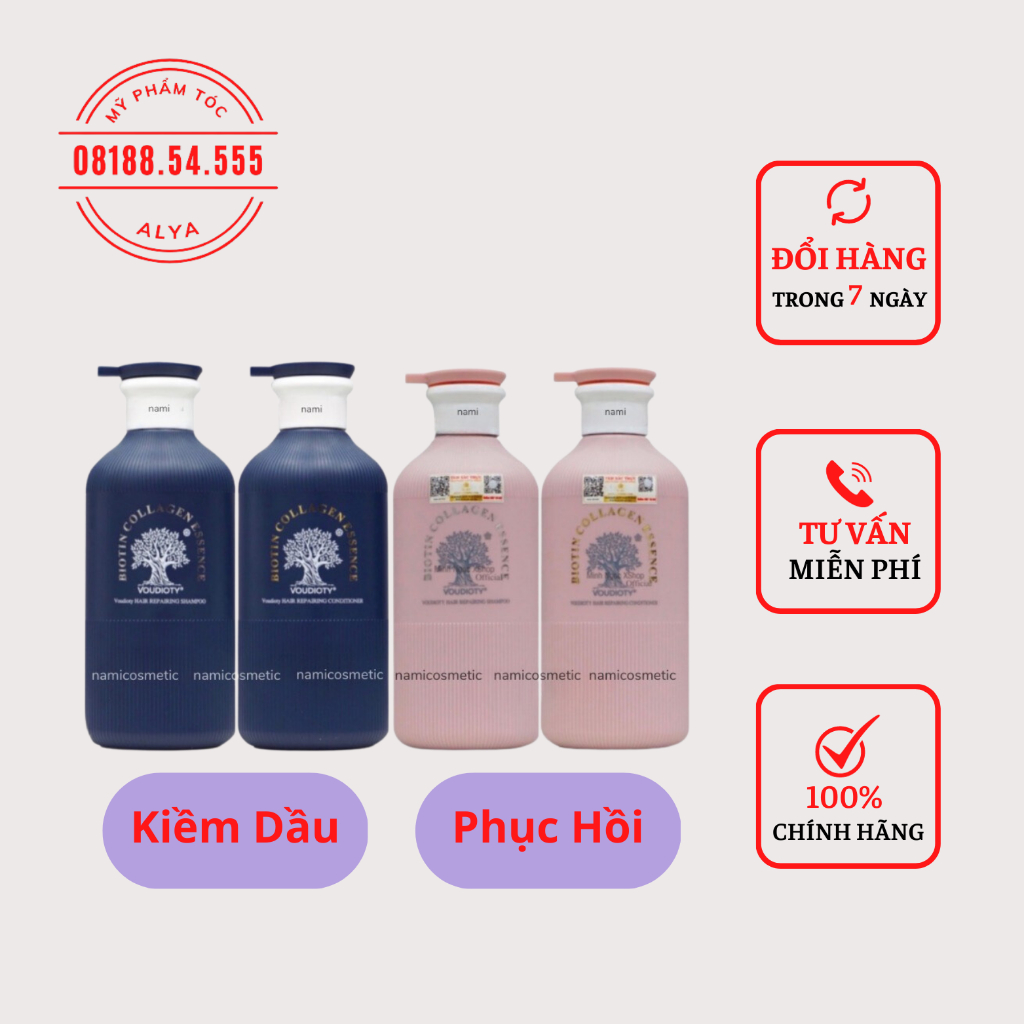 Cặp dầu gội xả Biotin Collagen Voudioty Pink 500ML Giảm Gãy Rụng, Phục Hồi Tóc Hư Tổn, Khô Xơ 🎯️🎯️🎯HÀNG CHÍNH HÃNG