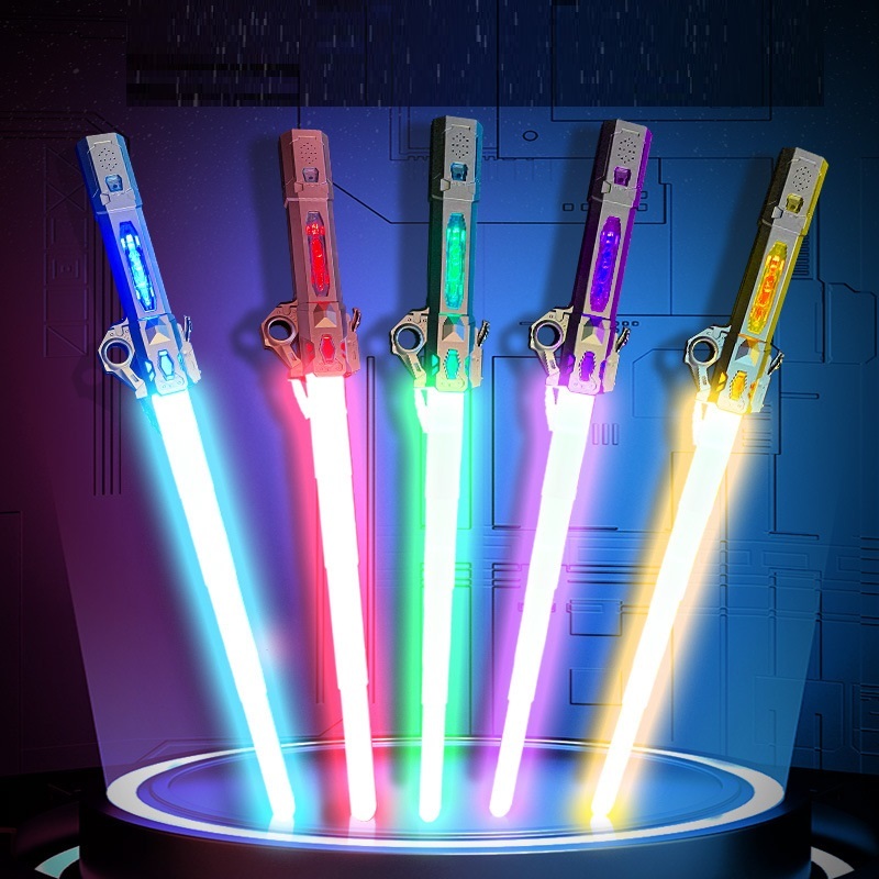 Kiếm ánh sáng lazer, Đồ chơi kiếm phát sáng gấp gọn, Kiếm phát sáng laser 7 màu có nhạc, Kiếm katana nối liền