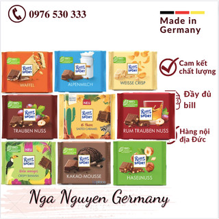 (Nội địa Đức) Socola Ritter Sport Đức đầy đủ vị_ Hàng chuẩn, đủ bill Đức