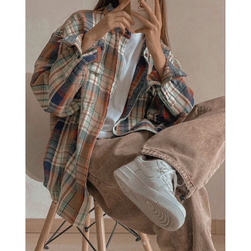 Áo Sơ Mi Nhung Tăm, Flannel, Áo Sơ Mi Nam Nữ, unisex, bigsize - NinTin
