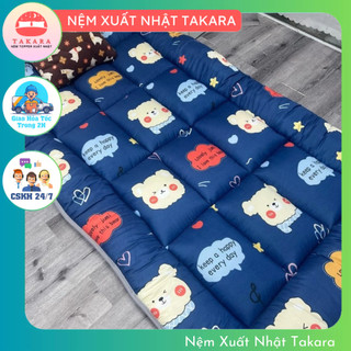 Nệm topper takara mẫu mới, đệm trải sàn dày 6cm hoạ tiết dễ tương, nệm topper gấp gọn đủ size 1m,1m2,1m4,1m6,1m8x2m