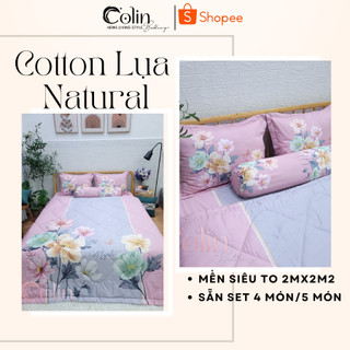 Bộ chăn drap ga giường Cotton Lụa tự nhiên 1m6/1m8 - mẫu hoa