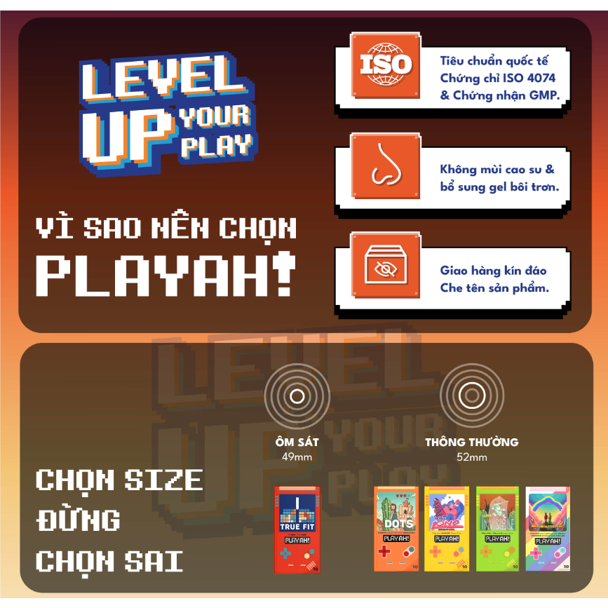 Bao Cao Su PLAYAH Siêu mỏng Super Invisible, Kéo dài thời gian Last Long, Vừa vặn Truefit, Thêm Gel Rainbow, Extra Dots