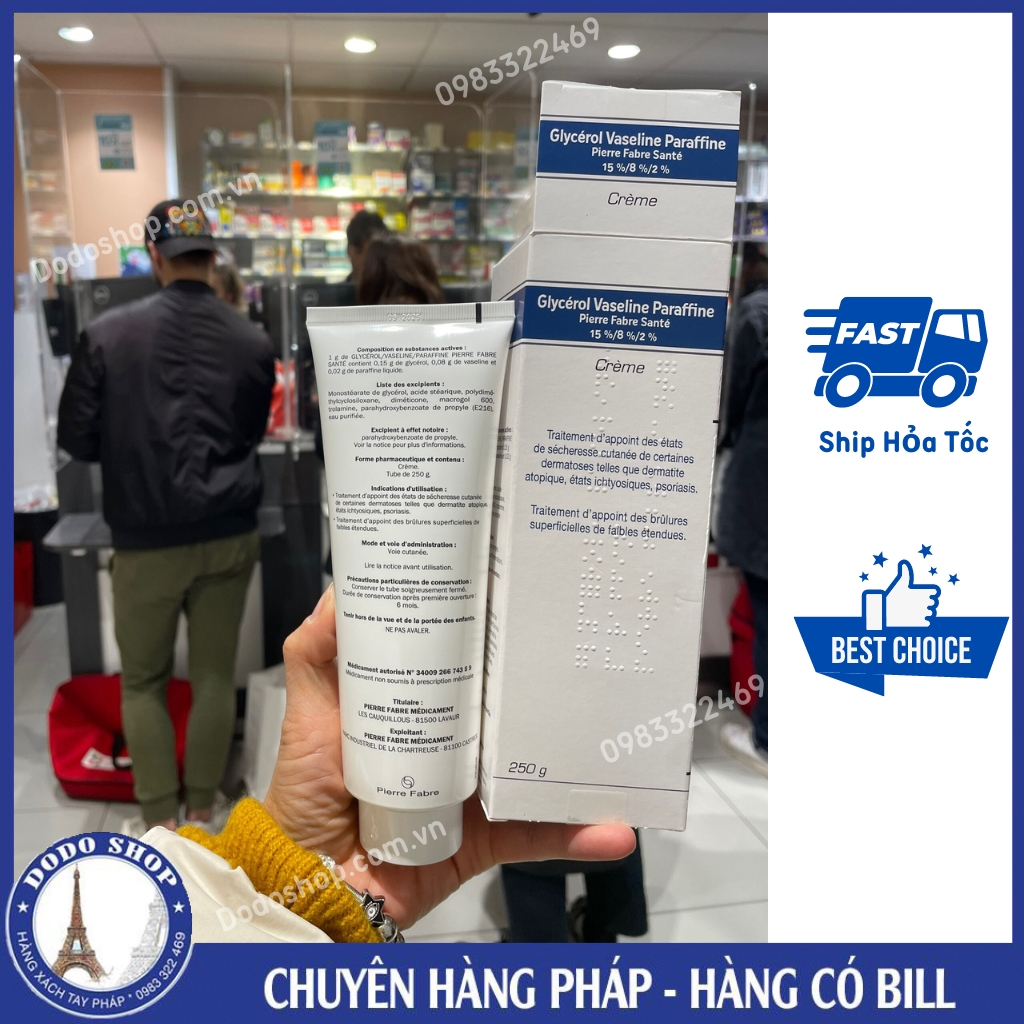 Kem Dexeryl 250gr Bản Glycerol dưỡng da, dưỡng ẩm dành cho da cơ địa, da khô, chàm sữa